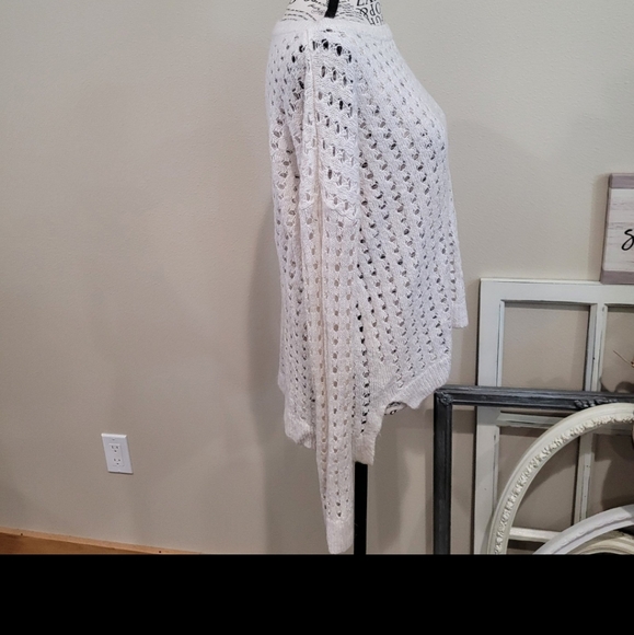 Trouve (Nordstrom) Womens SZ. Sm. Open knit Ivory Sweater Linen/Angora Blend - Picture 3 of 9